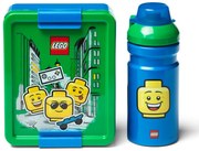 Set caserolă pentru gustări și sticlă LEGO® Iconic, verde - albastru