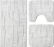 Set covoare baie antiderapante, 3 piese, design minimalist crestat