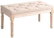 HOMCOM Bancă de Ședere Design Vintage, Nasturi Capitonați, Picioare Snirclate, Shabby Chic, Culore Crema | Aosom Romania