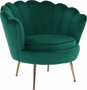 Fotoliu în stil Art-deco, catifea Velvet smarald/crom auriu, NOBLIN