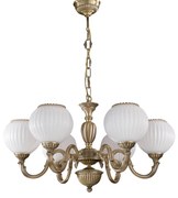 Candelabru cu 6 brate clasic design italian din alama, sticla 9250 RA-L. 9250/6