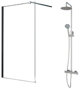 Pachet paravan dus Walk-In Fluminia Foxy crom 120x200 cm si coloana de dus Omnires Y crom