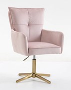 HR250CROSS Scaun Catifea Roz Pudra Bază Aurie