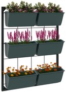 Outsunny Jardiniera de perete pe 3 nivele cu 6 ghivece pentru interior si exterior, Jardiniera cu montare pe perete