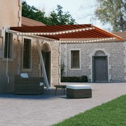 vidaXL Copertină retractabilă manual cu LED portocaliu&amp;maro 400x300 cm