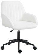 HOMCOM Scaun de Birou din Material Textil cu Înălțime Reglabilă, Scaun de Birou Pivotant cu Cotiere și Rotile, 58x58x83-93 cm, Alb | Aosom Romania