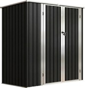 Outsunny Șopron Metalic Exterior pentru Grădină 1,37 m² 163x89x163 cm cu Acoperiș Înclinat, Uși cu Bolt și Mănuși, Gri | Aosom Romania