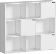 HOMCOM Bibliotecă cu Cuburi cu 6 Secțiuni Deschise și 3 Închise din Lemn Alb | Aosom Romania