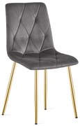 Scaun Bucatarie/Dining Fido Catifea  Gri Inchis  Picioare Aurii