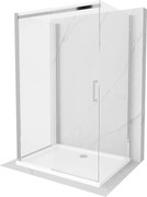 Mexen Omega-3S cabina de duș cu 3 pereți, culisantă 100x80 cm, transparentă, crom + cădiță Flat - 825-100-080-01-00-3s-4010