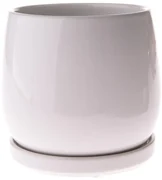 Ghiveci ceramic cu farfurie Sophistic alb, 15 x15,5 cm