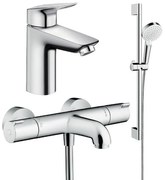 Set baterie lavoar, baterie cada termostatata si set dus, crom, Hansgrohe Ecostat Termostatic