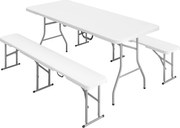 Outsunny Set Masă de Camping Pliabilă cu 2 Scaune, 180x74x74 cm, Alb | Aosom Romania