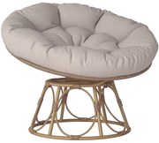 Outsunny Fotoliu papasan din rășină efect rășină pivotant la 360° cu pernă capitonată Ø 100 cm, gri deschis | Aosom Romania