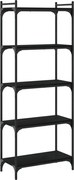vidaXL Bibliotecă cu 5 niveluri, negru, 60x30x154 cm, lemn prelucrat
