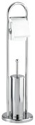 Perie de toaletă cu suport pentru hârtie Wenko Vasto, argintiu