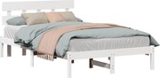 vidaXL Cadru de pat cu headboard Alb 140 x 190 cm Lemn masiv de pin