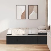 vidaXL Cadru de pat cu depozitare Stejar negru 100 x 200 cm