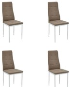 Set 4 Scaune Bucatarie/Dining Kleo Piele Ecologica Bej Picioare Crom