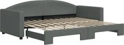 vidaXL Pat de zi cu extensie, gri închis, 90x200 cm, textil