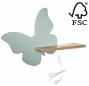 Aplică LED cu raft pentru copii BUTTERFLY LED/5W/230V verde/lemn