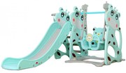 Tobogan 3 in 1 Pentru Copii NOVOKIDS Giraffe Playground, Cu Leagan, Pentru Interior si Exterior, 187 centimetri panta alunecare, Max 25 Kg, Cos de