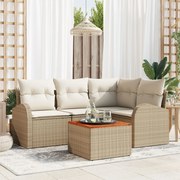 vidaXL Set de canapele pentru grădină 5 pcs Bej Rattan poli