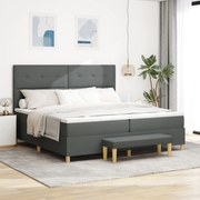vidaXL Pat cu arcuri cu saltea Gri închis 200 x 200 cm țesătură