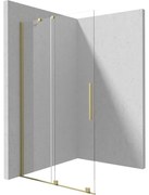 Paravan dus sticla securizata walk-in cu usa glisanta, 90x195 cm, auriu periat, Deante Prizma Auriu periat, 900x1950 mm