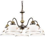 Kolarz 731.85.150 - Candelabru cu lanț NONNA, 5xE27/75W/230V, decor cu cerbi, aur roz