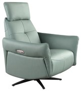 Fotoliu pivotant, functie relax, tapitat cu piele verde turcoaz George