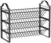 HOMCOM Suport pentru Condimente de Bucătărie cu 3 Nivele, Organizator Salvaspațiu cu Rafturi Înclinate din Metal, Montaj Ușor, Negru | Aosom Romania