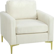 HOMCOM Fotoliu pentru living tapițat cu catifea căptușeală groasă șezut lat cotiere pernă 81x77x81 cm crem | Aosom Romania