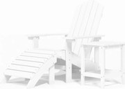 vidaXL Scaun de grădină Adirondack cu masă și taburet, alb, HDPE