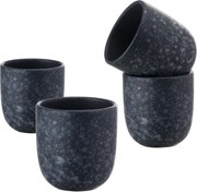 Set Cadou 4 Pahare Ceramica Novum (Granit-Negru, Mat, 150ml) Gresie Glazurata Manual