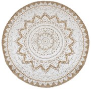 vidaXL Covor din iută împletită cu imprimeu, 210 cm, rotund
