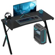 HOMCOM Birou Gaming cu Lumini LED Reglabile cu 2 Moduri, 3 Culori și Încărcare USB, 120x60x75 cm, Negru | Aosom Romania