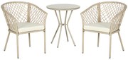 Outsunny Set Mobilier de Grădină din Ratan PE, Set Bistro 3 Piese cu Masă de Sticlă și Perne Moi, Mobilier de Conversație | Aosom Romania