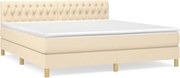 vidaXL Pat continental cu saltea, crem, 180x200 cm, textil