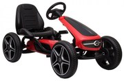 Kart cu pedale pentru copii NOVOKIDS® Mercedes Benz Kart PRO, Cu claxon si melodii, Carena, Structura metalica, Frana de mana, Functie FreeWheel,