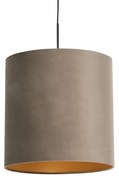 Lampă suspendată cu abajur din catifea taupe cu auriu 40 cm - Combi