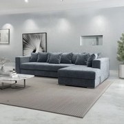 Colțar extensibil dumonde cu ladă de depozitare si sezut confortabil din spuma high-density, Gloria Euphoria Grafit II 320x183 cm