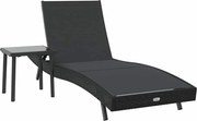 vidaXL Șezlong 2 pcs Negru poliratan