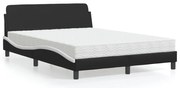 vidaXL Pat cu saltea, negru și alb, 120x200 cm, piele ecologică