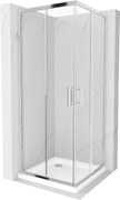 Mexen Rio cabină de duș pătrată 80 x 80 cm, transparent, crom + cadă Flat, alb - 860-080-080-01-00-4010