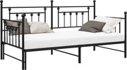 vidaXL Cadru de pat de zi Negru 90 x 190 cm Oțel