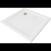 Mexen Flat cadă pentru duș pătrată slim 80 x 80 cm, Albă, sifon Aurie - 40108080G