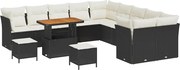 vidaXL Set de canapele pentru grădină 13 pcs Negru poliratan