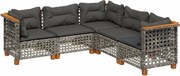 vidaXL Set canapea de grădină cu perne, 5 piese, gri, poliratan