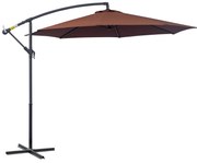 Outsunny Umbrelă de Soare Suspendată, Înclinabilă, Cadru din Metal și Poliester, 295x295x255 cm, Nuanță Cafea | Aosom Romania